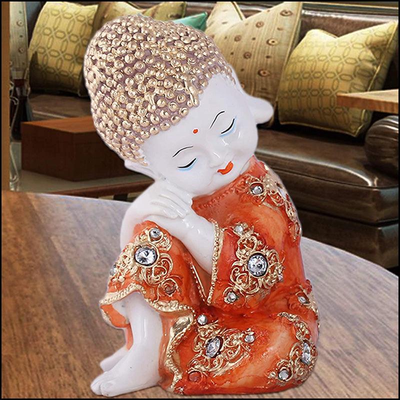 Resin Orange Baby Buddha - Green Ninja