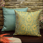 Sage Green Banarasi Brocade Cushion Covers - Green Ninja