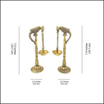 Set of 2 Brass Parrots Hanging Diya - Green Ninja