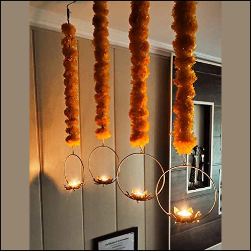 Set of 4 Marigold Hanging Diyas - Green Ninja