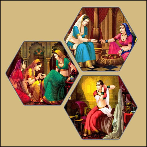 Set of Rajasthani Women Painting - Green Ninja