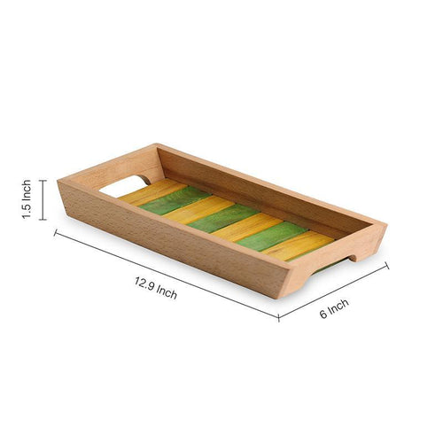 Single Dual Colored Wooden Serving Tray - Green Ninja