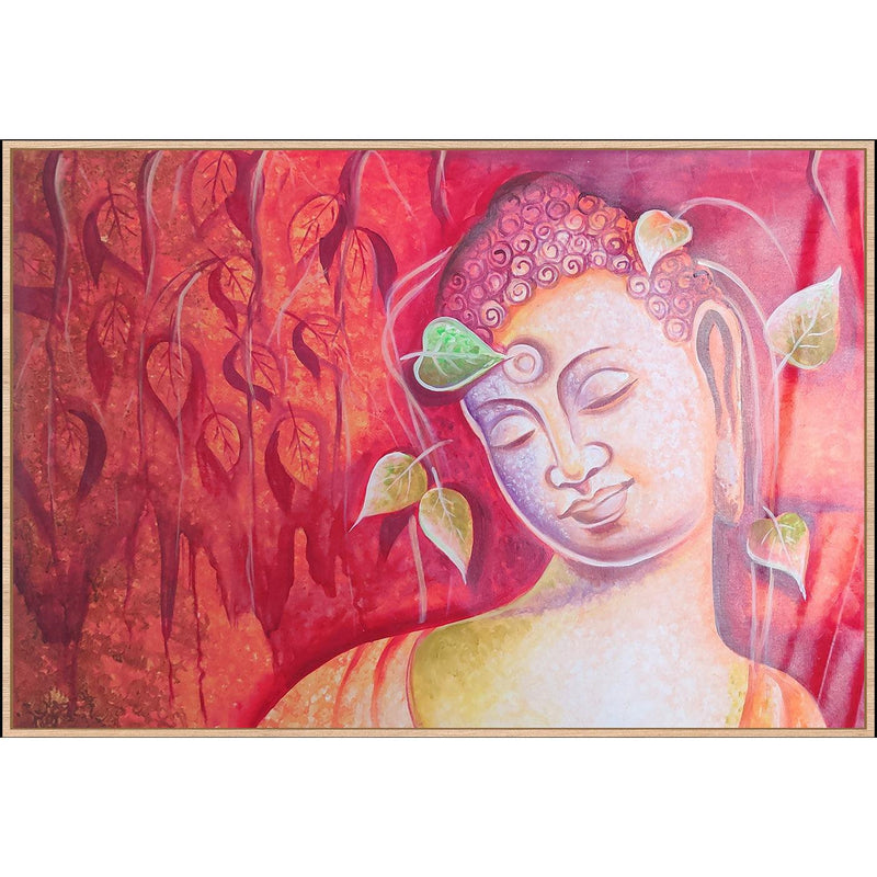 Smiling Buddha Landscape Canvas Art - Green Ninja