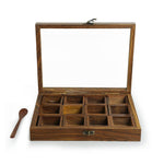 Spice Box With 12 Containers & Spoon In Sheesham Wood - COMING SOON - Green Ninja