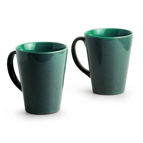 Studio Pottery Glazed Coffee Mugs In Ceramic - Green Ninja