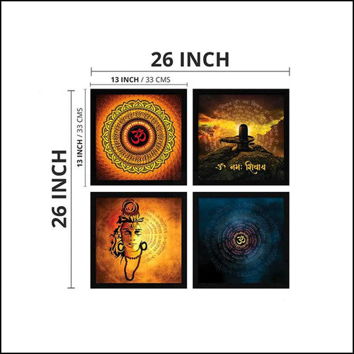 Synthetic Lord Shiva Set Abstract Painting - Green Ninja
