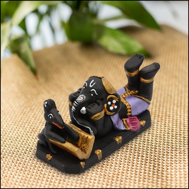 Terra-cotta Hand-Painted Ganesha - Green Ninja