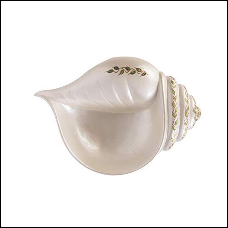 Terra-Cotta Pearl White Conch Shell Urli - Green Ninja