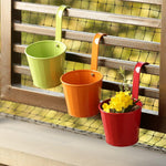 Tiny Triplets Balcony Railing Cum Table Planters - Green Ninja