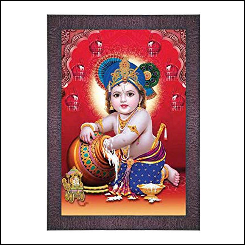 UV Coated Bal Krishna Painting - Green Ninja