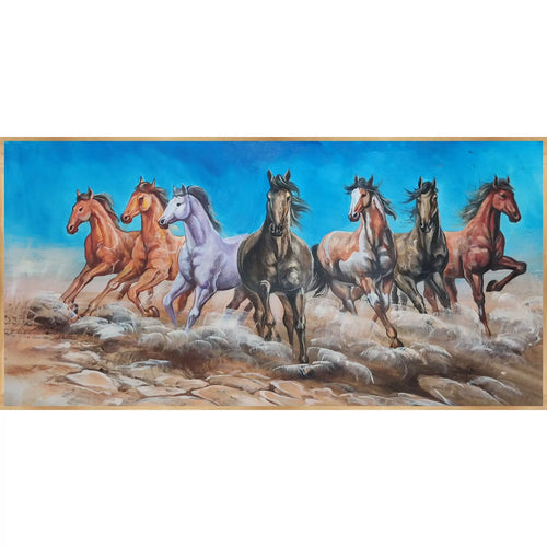 Vastu multicolor Horses landscape canvas art - Green Ninja