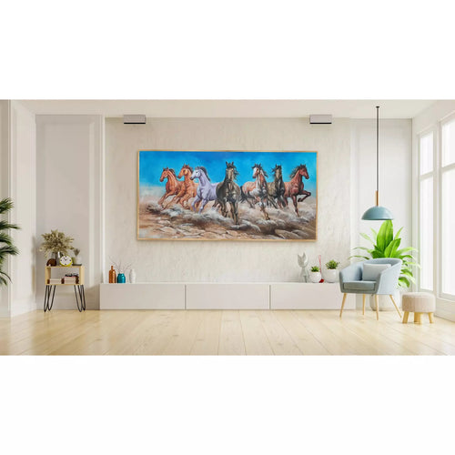 Vastu multicolor Horses landscape canvas art - Green Ninja