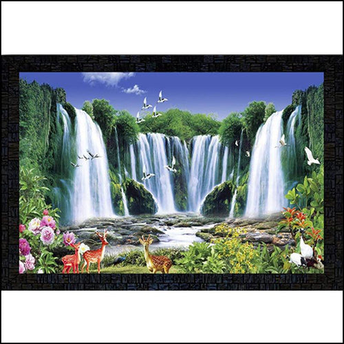 Vastu Waterfall Wall Oil Painting - Green Ninja