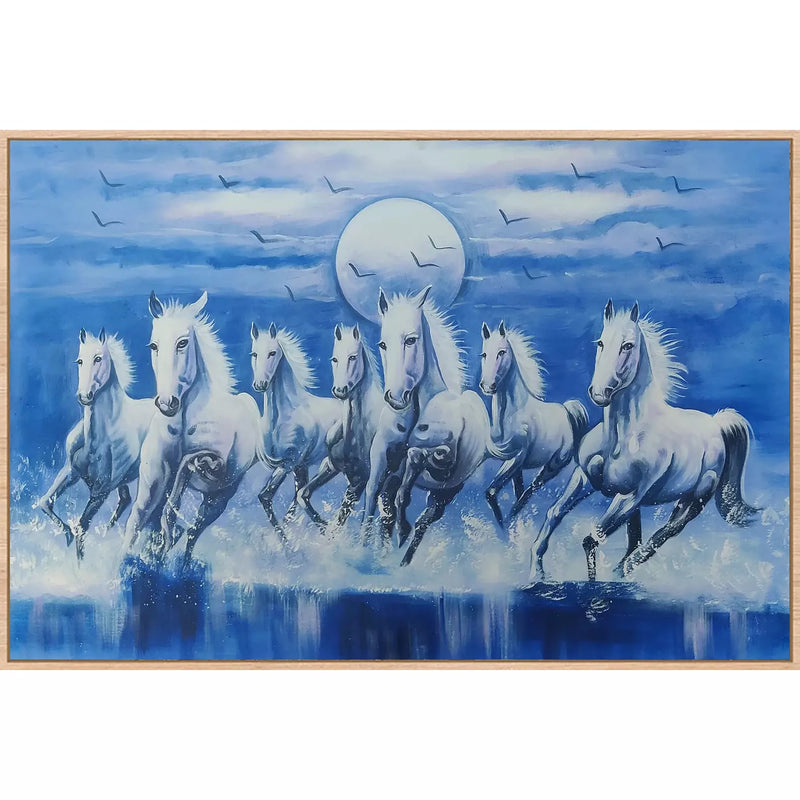 Vastu white Horses landscape canvas art - Green Ninja