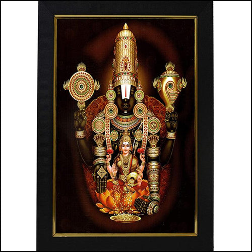 Venkateshwara Tirupati Balaji with Hrudaya Lakshmi Painting - Green Ninja