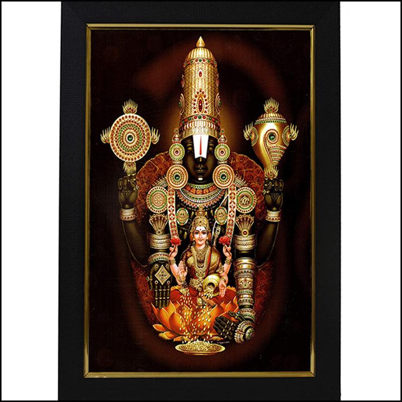 Venkateshwara Tirupati Balaji with Hrudaya Lakshmi Painting - Green Ninja