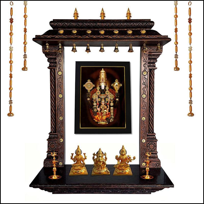 Venkateshwara Tirupati Balaji with Hrudaya Lakshmi Painting - Green Ninja