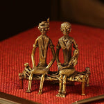 Village Family Handcrafted Brass Figurine In Dhokra Art - Green Ninja
