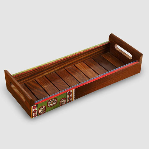 Warli Hand-Painted Tray In Sheesham Wood - COMING SOON - Green Ninja