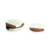 White Rounded Coasters Fused With Mango Wood & Marble - Green Ninja