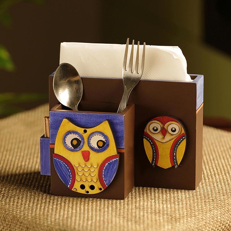 Wooden Cutlery Holder - Green Ninja
