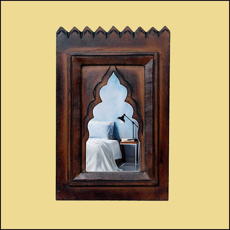 Brown Wooden Jharokha with Mirror - Green Ninja