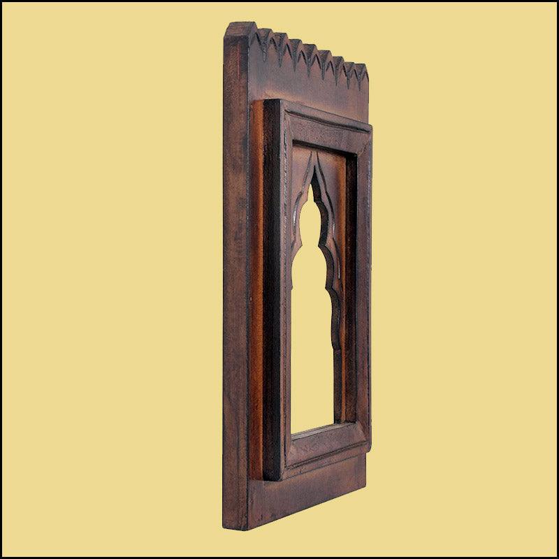 Brown Wooden Jharokha with Mirror - Green Ninja