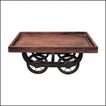 Wooden Serving Tray with Moveable Wheels - Green Ninja