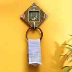 Warli Towel Holder / Wall Decor with Dhokra Figurine - Green Ninja