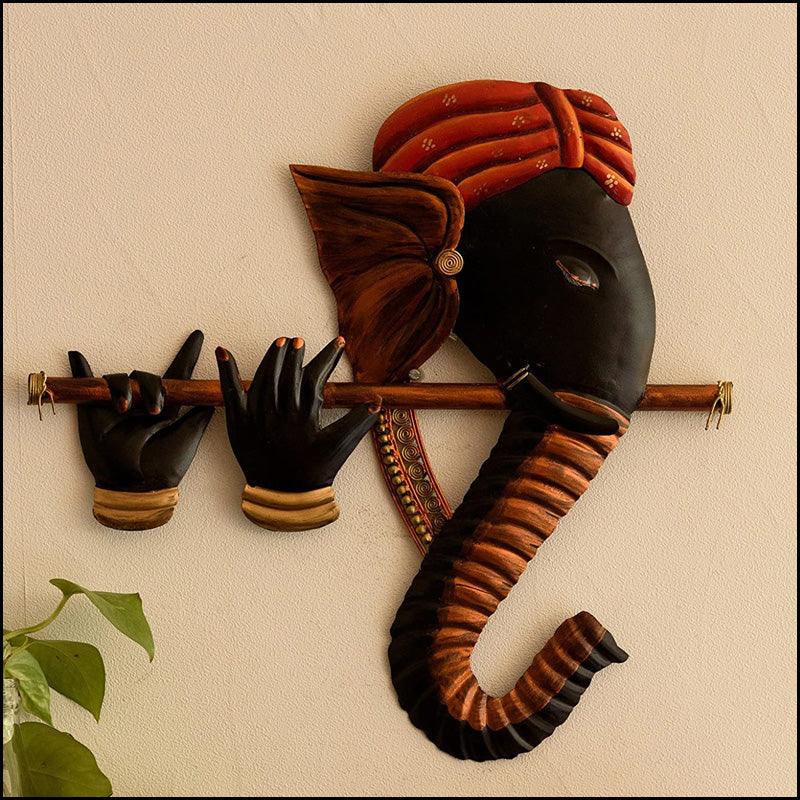 Wrought Iron Lord Ganesha Wall Decor - Green Ninja