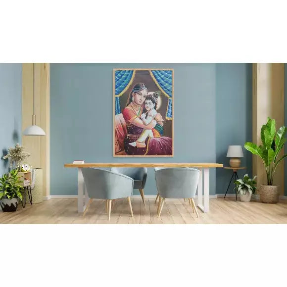 Young Lord Krishna Portrait Canvas Art - Green Ninja